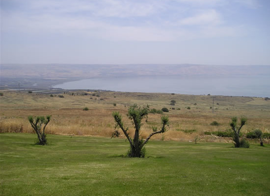 Veduta del Lago di Tiberiade dal verde che circonda la<i> Domus Galilaeae. </i>(foto A. Sobkowski)