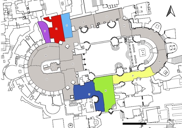 Mappa Santo Sepolcro con aree indagate dagli archeologi nel 2024.